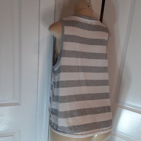 Calvin Klein Performance Gray & White Stripe Women's Sport Tank Top - Picture 6 of 12